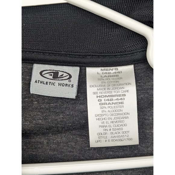 Y2K Athletic Works Track Jacket Mens L Full Zip Collared Baggy Relaxed 90s Black - Picture 13 of 13